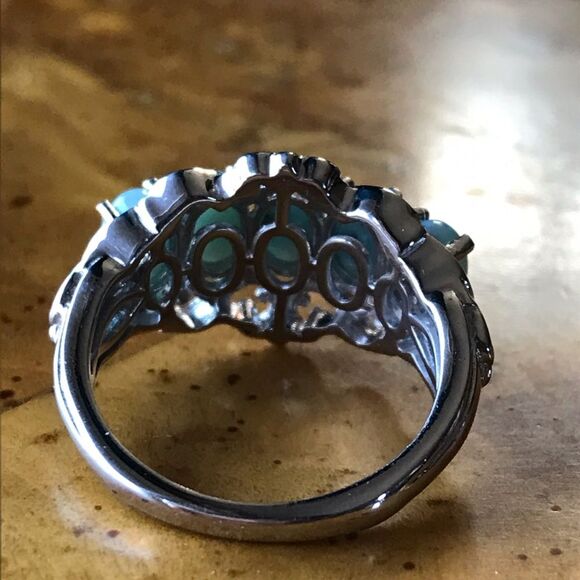 Natural Larimar Blue Apatite Sterling Silver Ring Size 7 - Picture 4 of 8